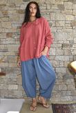 Annie Cushion Cotton Peter Pan Smock Blouse Rhubarb Rose